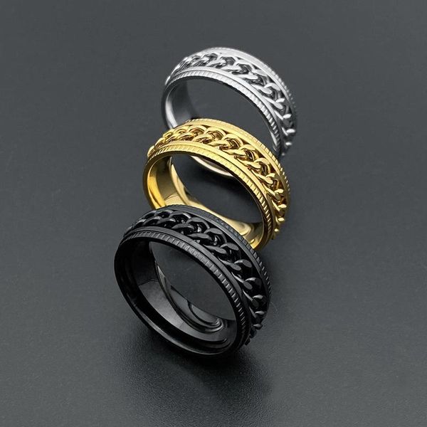 cluster rings 8mm black gold color spinner chain ring for men tire texture 316l stainless steel rotatable links punk male size 7 8 9 10 11, Golden;silver
cluster rings 8mm black gold color spinner chain ring for men tire texture 316l stainless steel rotatable links punk male size 7 8 9 10 11, Golden;silver