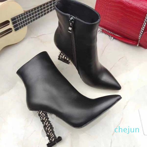 designer- fashion womens high heel boot metal letter mark leather shoe autumn winter short boots martin shoes, Black
designer- fashion womens high heel boot metal letter mark leather shoe autumn winter short boots martin shoes, Black