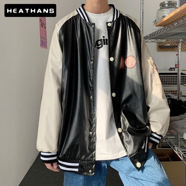 men's jackets baseball uniform male personality contrast color pacthwork loose stand collar casual jacket autumn korean men coats, Black;brown
men's jackets baseball uniform male personality contrast color pacthwork loose stand collar casual jacket autumn korean men coats, Black;brown