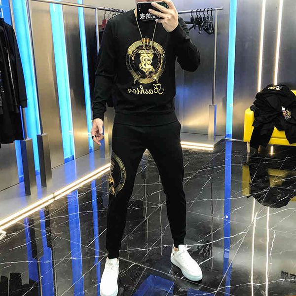 hoodies autumn male and leisure custom letter laser piercing trousers suit two parts for man, Black
hoodies autumn male and leisure custom letter laser piercing trousers suit two parts for man, Black