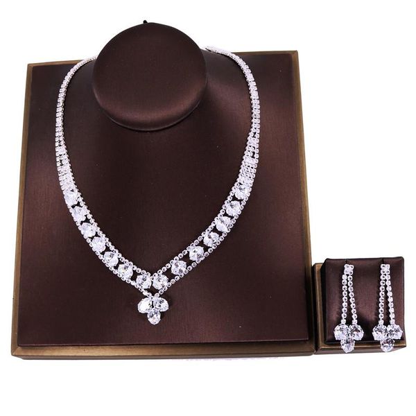 earrings & necklace luxury jewelry crystal zircon gift set exquisite ladies wedding bridal accessories, Silver
earrings & necklace luxury jewelry crystal zircon gift set exquisite ladies wedding bridal accessories, Silver