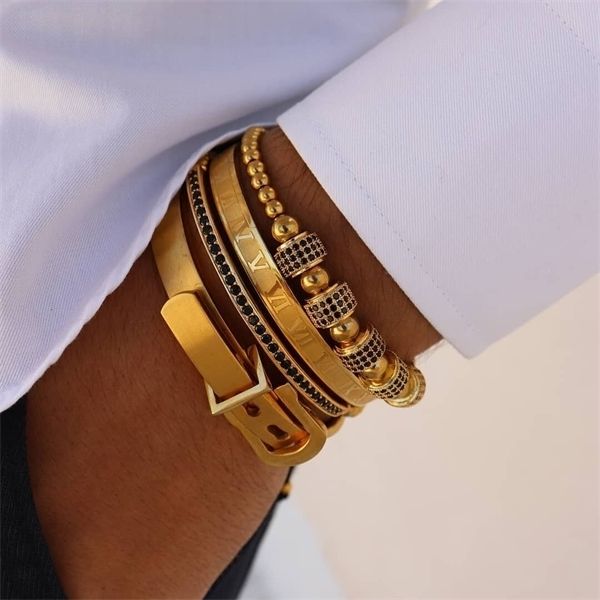 4pcs/set titanium steel roman numeral bracelet horseshoe buckle bangles luxury handmade jewelry, Golden;silver
4pcs/set titanium steel roman numeral bracelet horseshoe buckle bangles luxury handmade jewelry, Golden;silver