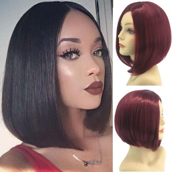 synthetic wigs ladies black bob short straight hair split wig machine made 
synthetic wigs ladies black bob short straight hair split wig machine made