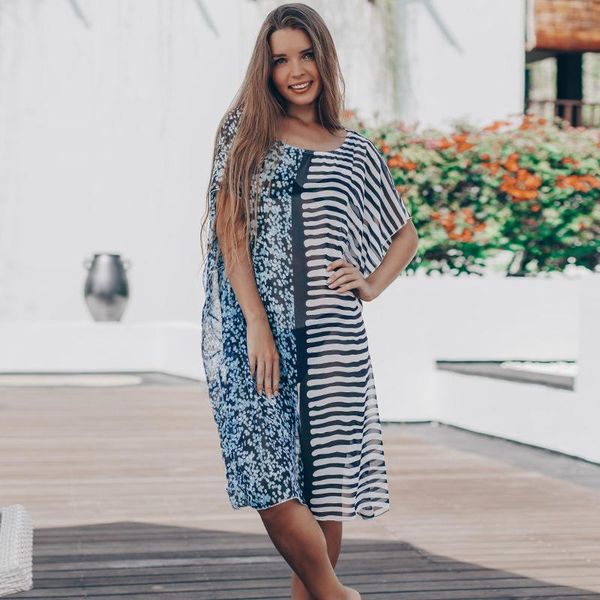 women's swimwear chiffon stripe sky star loose size beach sunscreen bikini swimsuit, White;black
women's swimwear chiffon stripe sky star loose size beach sunscreen bikini swimsuit, White;black