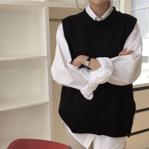 women's sweaters black sleeveless vest sweater women spring autumn knitted jumpers o-neck casual pullovers split warm vintage harajuku, White;black
women's sweaters black sleeveless vest sweater women spring autumn knitted jumpers o-neck casual pullovers split warm vintage harajuku, White;black