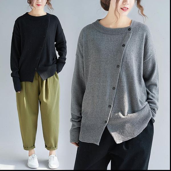 autumn solid color womens sweater o neck long sleeve knitting single breasted loose casual pullover women sweaters, White;black
autumn solid color womens sweater o neck long sleeve knitting single breasted loose casual pullover women sweaters, White;black