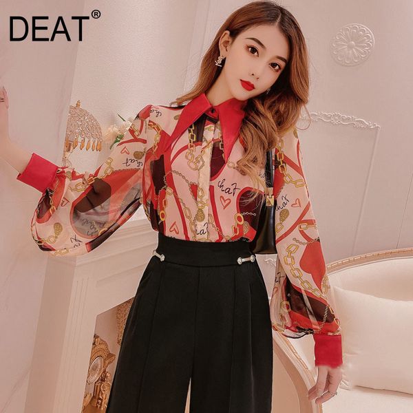 women red printing chiffon single breasted blouse lapel long sleeve loose fit shirt fashion tide summer 7e8198 210421, White
women red printing chiffon single breasted blouse lapel long sleeve loose fit shirt fashion tide summer 7e8198 210421, White