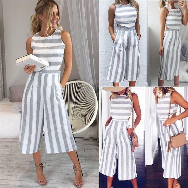 women's jumpsuits & rompers elegant backless women sleeveless striped jumpsuit loose trousers wide leg pants fashion holiday overalls, Black;white
women's jumpsuits & rompers elegant backless women sleeveless striped jumpsuit loose trousers wide leg pants fashion holiday overalls, Black;white
