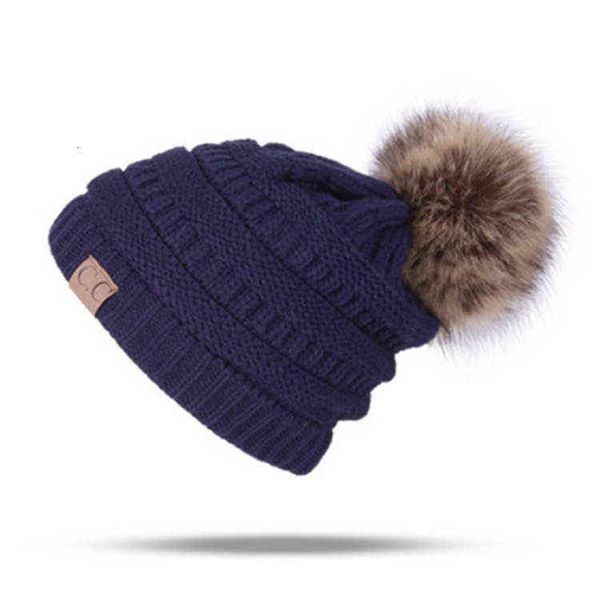 winter wool ball knitted hat men's and women's outdoor warm, Blue;gray