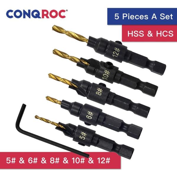 professional drill bits 5 pieces titanium coated countersink bit set 1/4 inch 6.35mm hex shank woodworking pilot holes kit for screw
professional drill bits 5 pieces titanium coated countersink bit set 1/4 inch 6.35mm hex shank woodworking pilot holes kit for screw