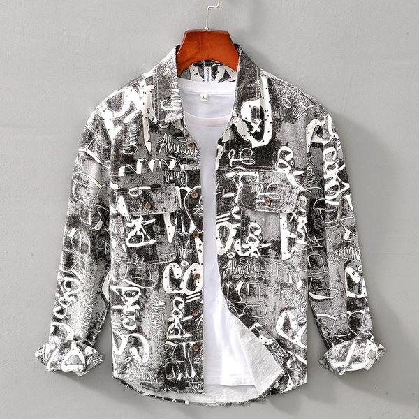 men's casual shirts designer long-sleeved printed pure coton shirt men brand fashion american style for camisa masculina chemise, White;black
men's casual shirts designer long-sleeved printed pure coton shirt men brand fashion american style for camisa masculina chemise, White;black