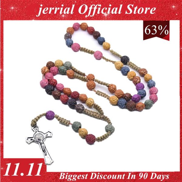 pendant necklaces colored rose bead cross rosary necklace christ jesus religious handmade christian prayer jewelry accessories party gift, Silver
pendant necklaces colored rose bead cross rosary necklace christ jesus religious handmade christian prayer jewelry accessories party gift, Silver