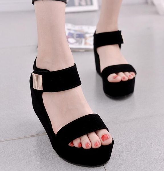 chic womens platform high wedge heel ankle strap sandals shoes summer beach, Black
chic womens platform high wedge heel ankle strap sandals shoes summer beach, Black