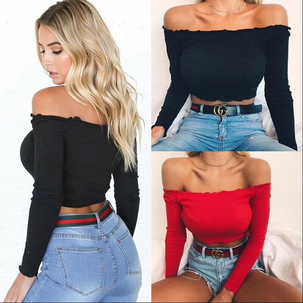 off shoulder knitted womens shirt crop long sleeve solid summer autumn casual female shirts, White
off shoulder knitted womens shirt crop long sleeve solid summer autumn casual female shirts, White