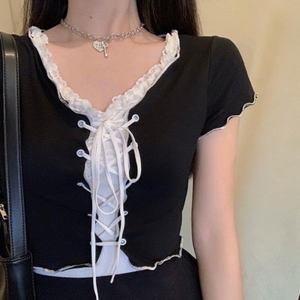 women's t-shirt dark academia vintage gothic camis black mall goth punk lace patchwork women emo crop backless alternative tee ban, White
women's t-shirt dark academia vintage gothic camis black mall goth punk lace patchwork women emo crop backless alternative tee ban, White