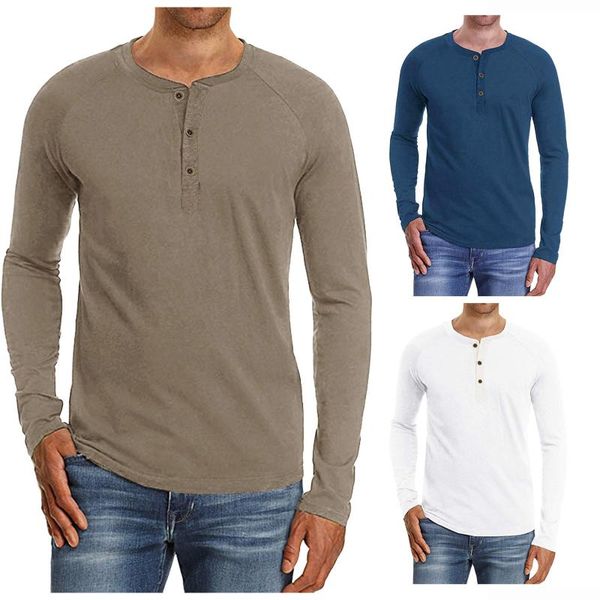men's t-shirts casual basic solid color button autumn o-neck long sleeve business fashion tee men camiseta, White;black
men's t-shirts casual basic solid color button autumn o-neck long sleeve business fashion tee men camiseta, White;black