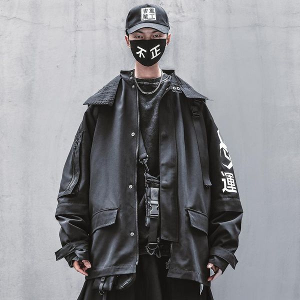 men techwear jacket black kanji windbreaker japanese streetwear fashion hooded coat men's jackets, Black;brown
men techwear jacket black kanji windbreaker japanese streetwear fashion hooded coat men's jackets, Black;brown