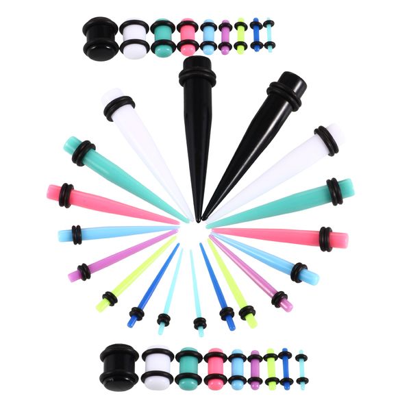 36pcs/lot acrylic assorted colors ear gauges taper and plug stretching kits flesh tunnel expansion body piercing jewelry 14g-00g, Silver
36pcs/lot acrylic assorted colors ear gauges taper and plug stretching kits flesh tunnel expansion body piercing jewelry 14g-00g, Silver