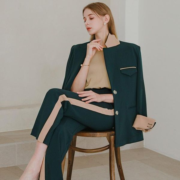 women's two piece pants jsxdhk ladies office women set autumn winter color matching notched collar blazer coat + flare trousers suit, White
women's two piece pants jsxdhk ladies office women set autumn winter color matching notched collar blazer coat + flare trousers suit, White