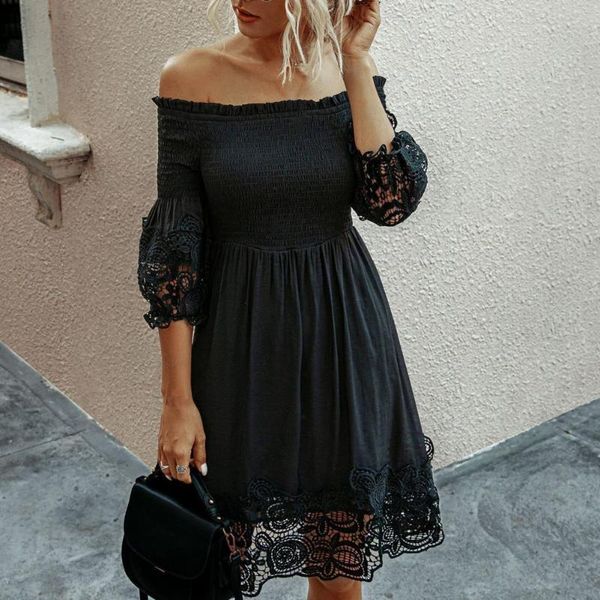 casual dresses woman summer dress 2021 fashion women off-shoulder backless solid color lace vestidoes, Black;gray
casual dresses woman summer dress 2021 fashion women off-shoulder backless solid color lace vestidoes, Black;gray