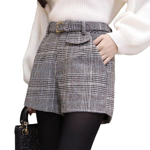 women's shorts woolen plaid for women spring autumn outerwear wide leg high waist mujer elegant office work wear ladies, White;black
women's shorts woolen plaid for women spring autumn outerwear wide leg high waist mujer elegant office work wear ladies, White;black