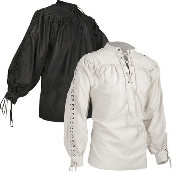 men's casual shirts helisopus gothic men shirt fashion long sleeve retro warrior pirate bandage solid color plus size, White;black
men's casual shirts helisopus gothic men shirt fashion long sleeve retro warrior pirate bandage solid color plus size, White;black