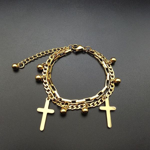 link, chain classical double layer jesus christian women men stainless steel religious cross ball bead bracelet bridesmaids gift wedding, Black
link, chain classical double layer jesus christian women men stainless steel religious cross ball bead bracelet bridesmaids gift wedding, Black