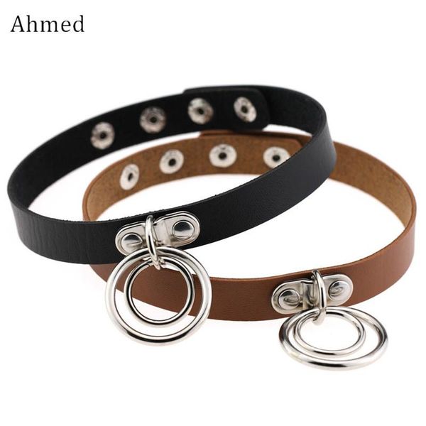 ahmed vintage bijoux women jewelry cool punk goth rivet choker necklace leather collar double round metal pendant anime chokers, Golden;silver
ahmed vintage bijoux women jewelry cool punk goth rivet choker necklace leather collar double round metal pendant anime chokers, Golden;silver