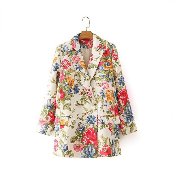women's suits & blazers fall 2021 women vintage print double breasted blazer coat a8ps659, White;black
women's suits & blazers fall 2021 women vintage print double breasted blazer coat a8ps659, White;black