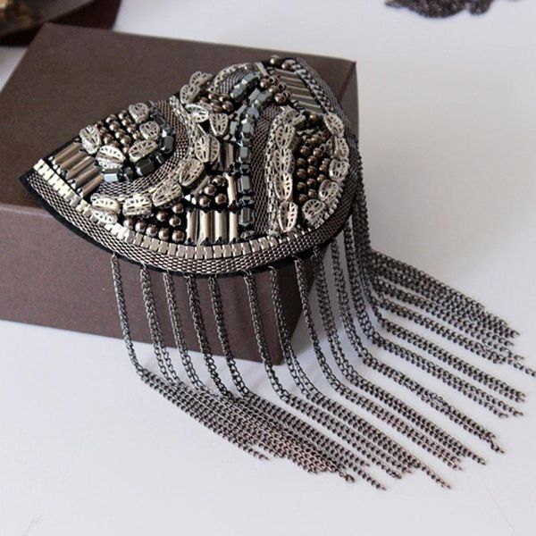 pins, brooches metal tassel epaulet shoulder brooch cloth art rhinestone crystal badge coat luxury jewelry clothing accessories, Gray
pins, brooches metal tassel epaulet shoulder brooch cloth art rhinestone crystal badge coat luxury jewelry clothing accessories, Gray