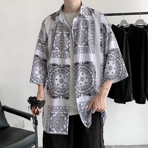 men's casual shirts men printed ice silk short sleeve women oversizes summer loose fashion couple hip hop streetwear camisa masculina, White;black
men's casual shirts men printed ice silk short sleeve women oversizes summer loose fashion couple hip hop streetwear camisa masculina, White;black