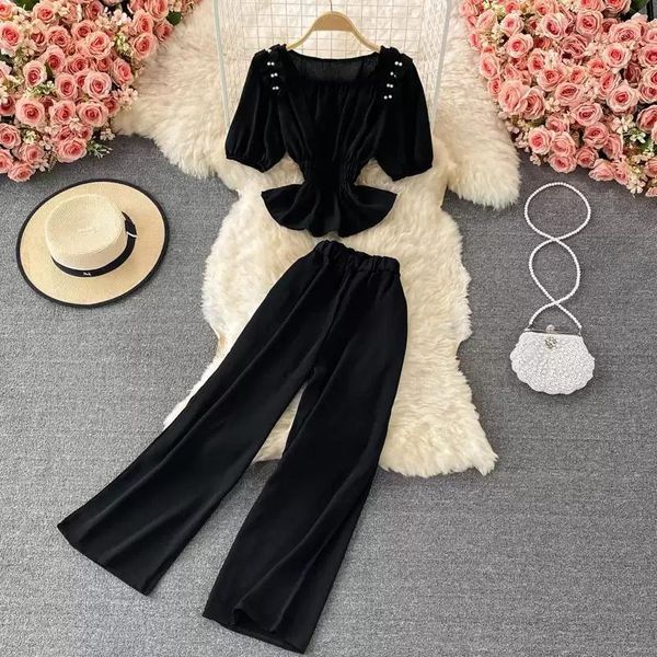women's tracksuits women 2 piece sets summer 2021 korean fashion set short sleeve ruched +casual wide leg pants two-piece suits, Gray
women's tracksuits women 2 piece sets summer 2021 korean fashion set short sleeve ruched +casual wide leg pants two-piece suits, Gray