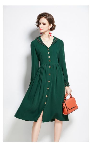 casual dresses 2021 women dress office lady a-line button mid-calf v-neck winter elegant party vintage, Black;gray
casual dresses 2021 women dress office lady a-line button mid-calf v-neck winter elegant party vintage, Black;gray
