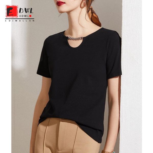 women's t-shirt ediwallen 2021 summer design half sleeve cotton short women stitching bottom coat, White
women's t-shirt ediwallen 2021 summer design half sleeve cotton short women stitching bottom coat, White