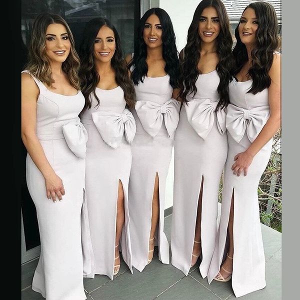 african black girls side split bridesmaid dresses scoop neck plus size long sleeveless mermaid lace maid of honor gowns floor length for wed, White;pink
african black girls side split bridesmaid dresses scoop neck plus size long sleeveless mermaid lace maid of honor gowns floor length for wed, White;pink