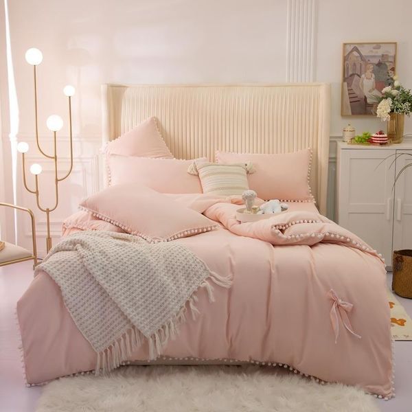 bedding sets pom fringe duvet cover 4pcs( 1duvet 1bed sheet 2 pillowcases) soft brushed microfiber peach blue set for girls
bedding sets pom fringe duvet cover 4pcs( 1duvet 1bed sheet 2 pillowcases) soft brushed microfiber peach blue set for girls