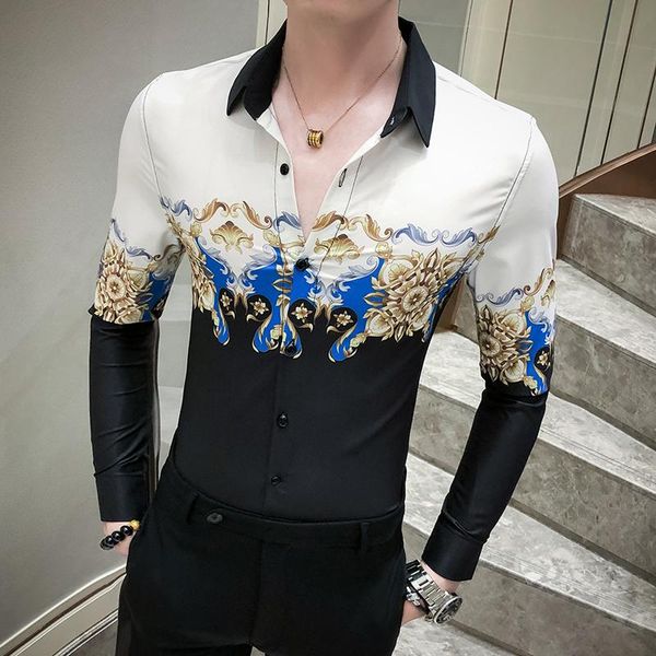 white long black sleeve camisa masculina chemise homme social men club prom shirt kemeja pria luxury flower printing men's casual shirt, White;black
white long black sleeve camisa masculina chemise homme social men club prom shirt kemeja pria luxury flower printing men's casual shirt, White;black