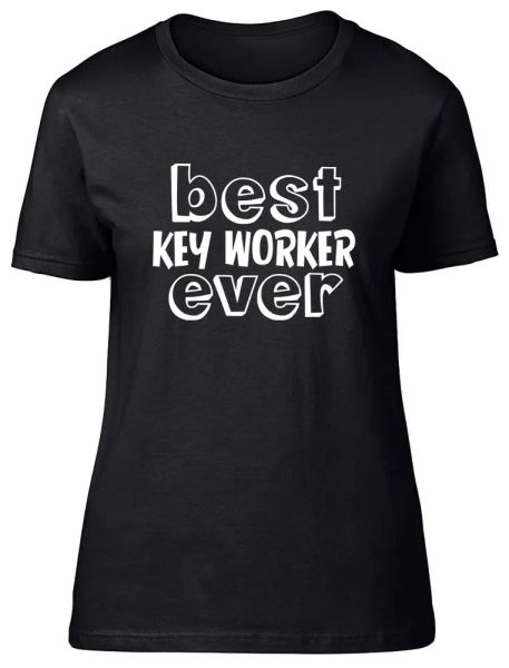 keyworker ever fitted womens ladies t shirt, White;black