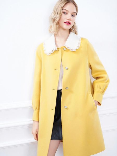 women's clothing 2021 winter organza nail bead collar double faced wool overcoat coat & blends, Black
women's clothing 2021 winter organza nail bead collar double faced wool overcoat coat & blends, Black