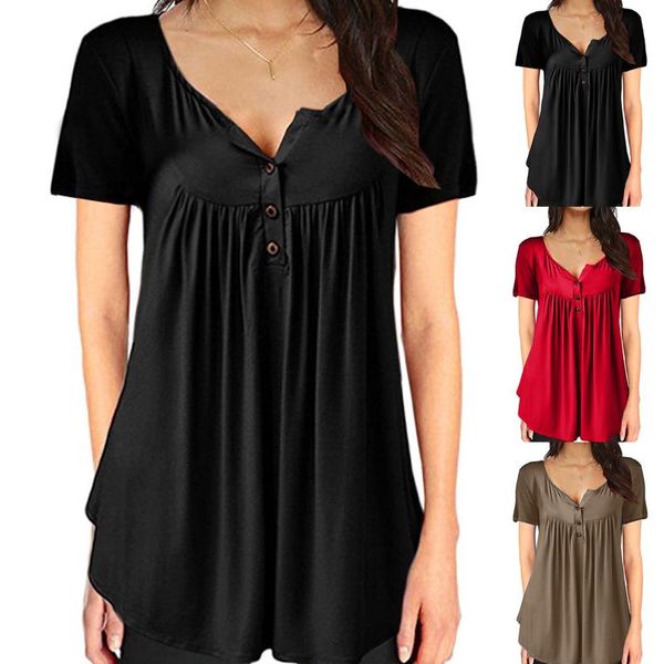 summer fashion women's t-shirt v-neck button short sleeve y2k casual solid color tube tee pullover for female, White
summer fashion women's t-shirt v-neck button short sleeve y2k casual solid color tube tee pullover for female, White