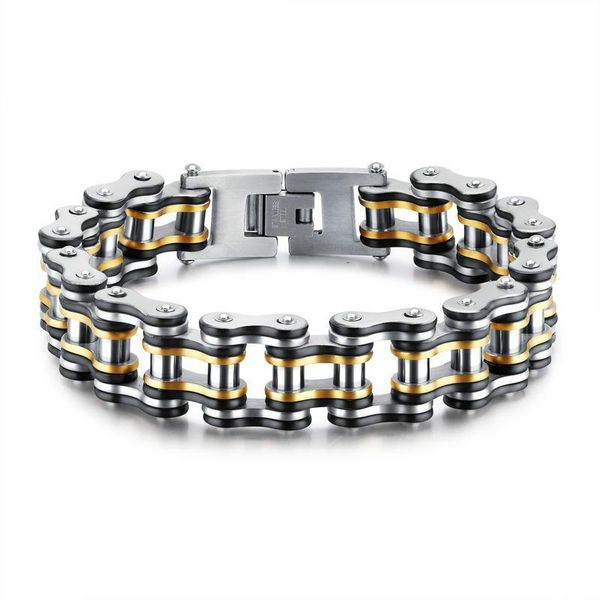 link, chain stainless steel bracelet bicycle multicolor vacuum electroplating men's drop, Black
link, chain stainless steel bracelet bicycle multicolor vacuum electroplating men's drop, Black