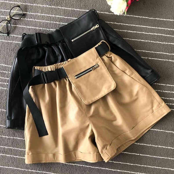 women's shorts 2021 autumn pockets of royal leather a821 fashion women with high waist long leg, White;black
women's shorts 2021 autumn pockets of royal leather a821 fashion women with high waist long leg, White;black