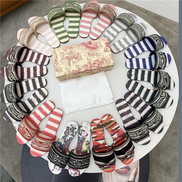 2022 women slippers designer black white stripe slippers summer beach flat slides floral brocade flip flops embroidered sandal 36-42 with bo
2022 women slippers designer black white stripe slippers summer beach flat slides floral brocade flip flops embroidered sandal 36-42 with bo