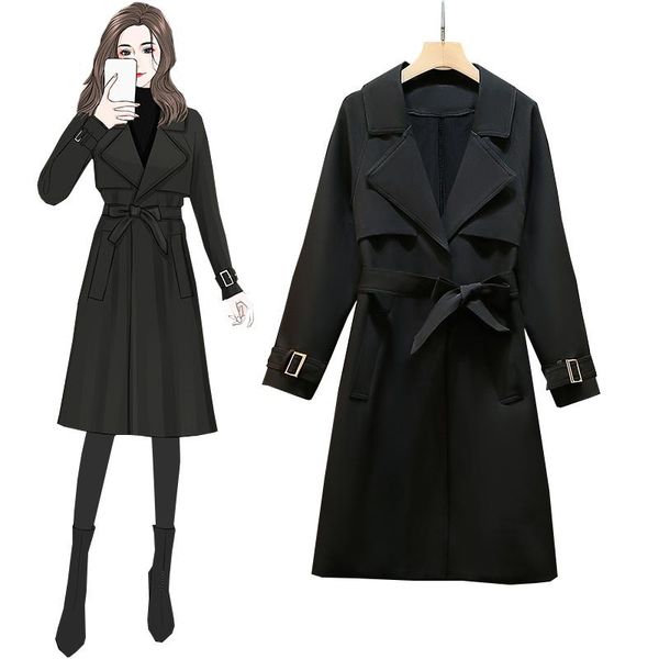 women's trench coats plus size windbreaker outerwear woman clothes spring autumn 2021 fashion long slim coat lapel waist tie women, Tan;black
women's trench coats plus size windbreaker outerwear woman clothes spring autumn 2021 fashion long slim coat lapel waist tie women, Tan;black