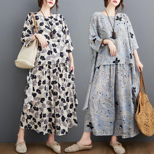 women's tracksuits big size summer women fashion elegant print 2 piece set 3/4 sleeve irregular elasitc wasit wide leg pants lady fema, Gray
women's tracksuits big size summer women fashion elegant print 2 piece set 3/4 sleeve irregular elasitc wasit wide leg pants lady fema, Gray