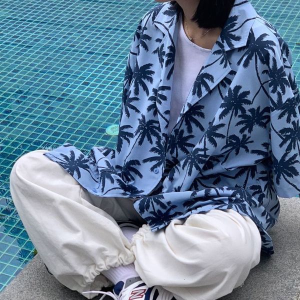 women's blouses & shirts men's and women's summer wear, korean retro coconut printed short sleeve shirt large + casual pants, White
women's blouses & shirts men's and women's summer wear, korean retro coconut printed short sleeve shirt large + casual pants, White