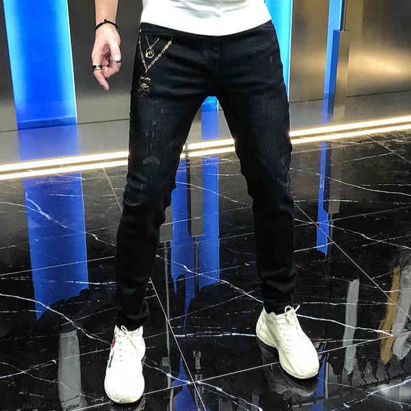 jean european station fashion small elastic foot jeans autumn from the cartoons simple black pants, Blue
jean european station fashion small elastic foot jeans autumn from the cartoons simple black pants, Blue