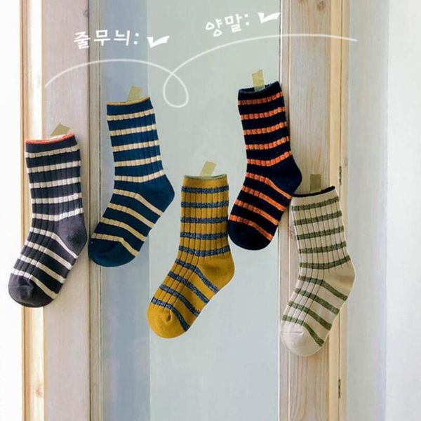 socks 5 pairs kids korean retro style cotton striped autumn winter baby boys girls for 1-8 years children, Pink;yellow
socks 5 pairs kids korean retro style cotton striped autumn winter baby boys girls for 1-8 years children, Pink;yellow