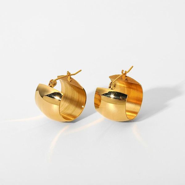 hoop & huggie ins french elegant 18k gold plated stainless steel jewelry c shapped smooth surface chunky earrings, Golden;silver
hoop & huggie ins french elegant 18k gold plated stainless steel jewelry c shapped smooth surface chunky earrings, Golden;silver
