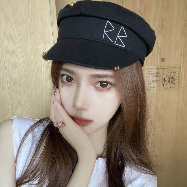 early autumn new rb black military cap women's hand sewn letters casual versatile flat cap british cap zy, Blue;gray
early autumn new rb black military cap women's hand sewn letters casual versatile flat cap british cap zy, Blue;gray